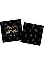 FOLAT Folat Original - Servetten shining glam happy birthday - 16 stuks - 33 x 33 cm