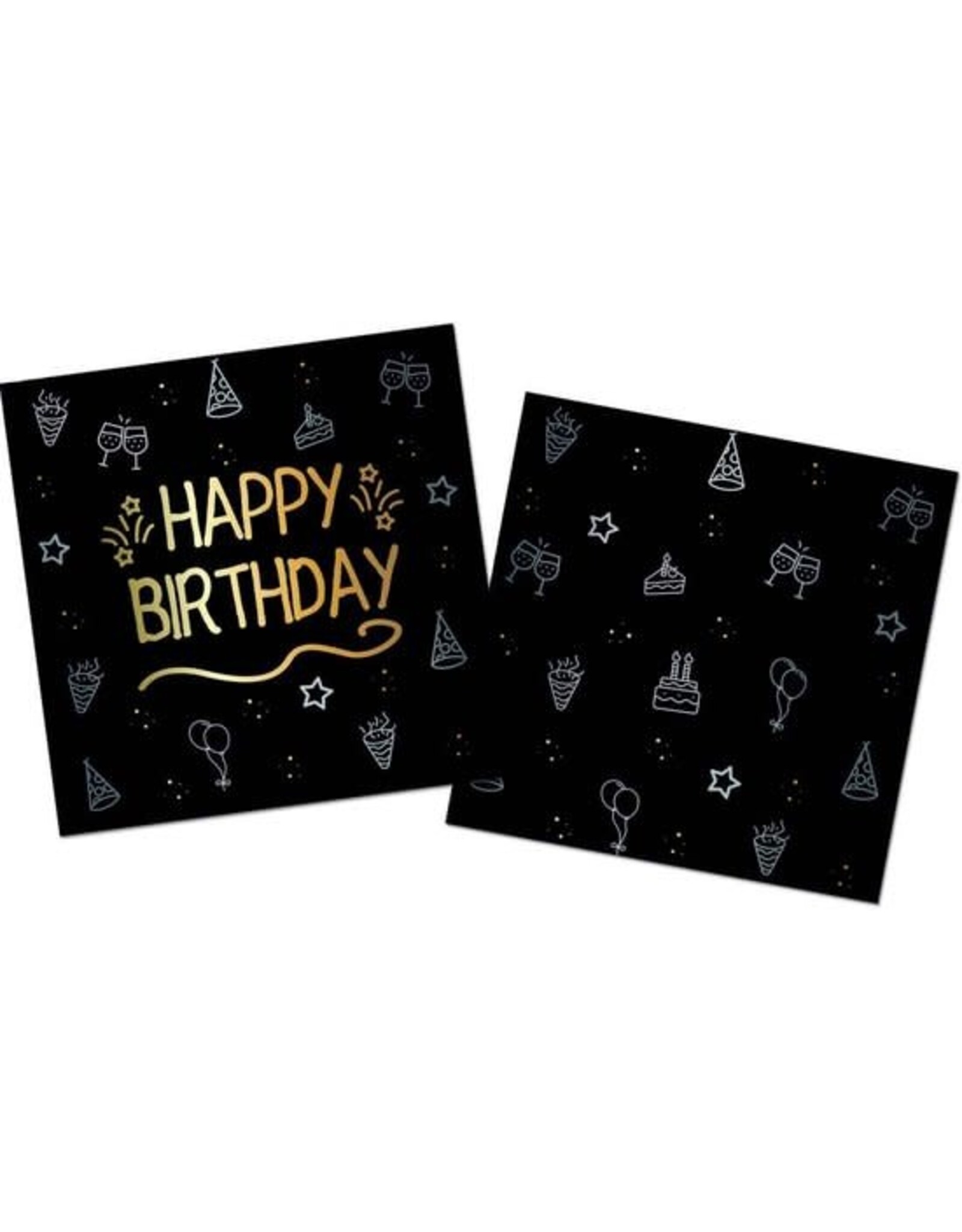 FOLAT Folat Original - Servetten shining glam happy birthday - 16 stuks - 33 x 33 cm