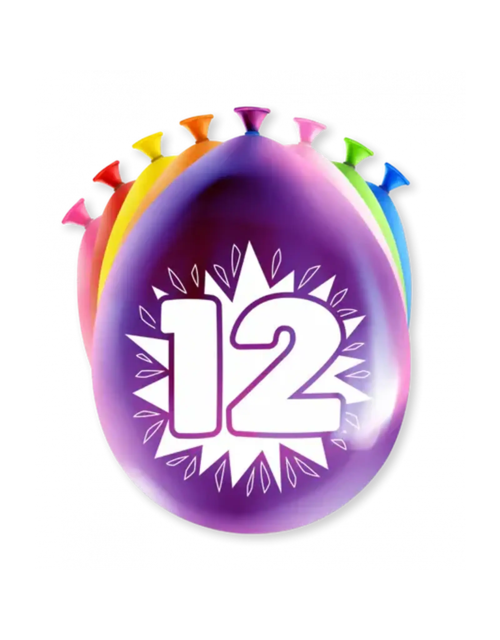 pd party Ballonnen 12 Jaar Meerkleurig 30cm 8st