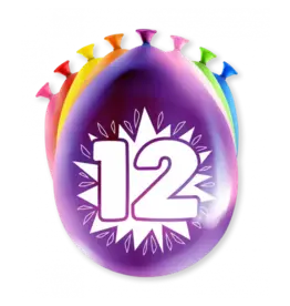 pd party Ballonnen 12 Jaar Meerkleurig 30cm 8st