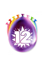pd party Ballonnen 12 Jaar Meerkleurig 30cm 8st