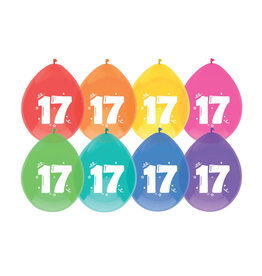 Haza HomeBallonnen 17 Jaar Multi/Wit 8 stuks 30 cm Ballonnen 17 Jaar Multi/Wit 8 stuks 30 cm