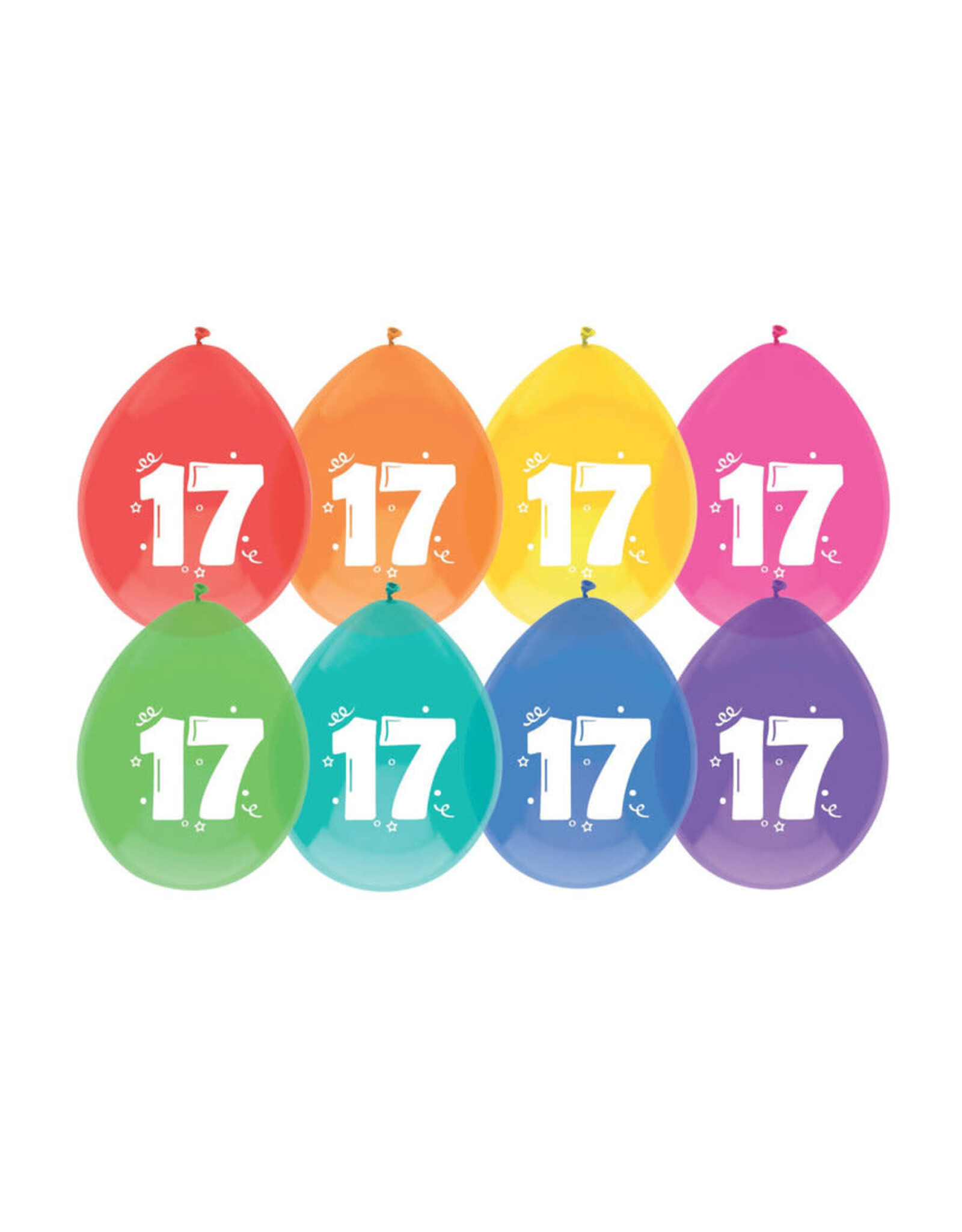 Haza HomeBallonnen 17 Jaar Multi/Wit 8 stuks 30 cm Ballonnen 17 Jaar Multi/Wit 8 stuks 30 cm