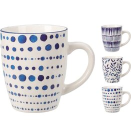 EXCELLENT HOUSEWARE Beker new bone porselein wit/blauw