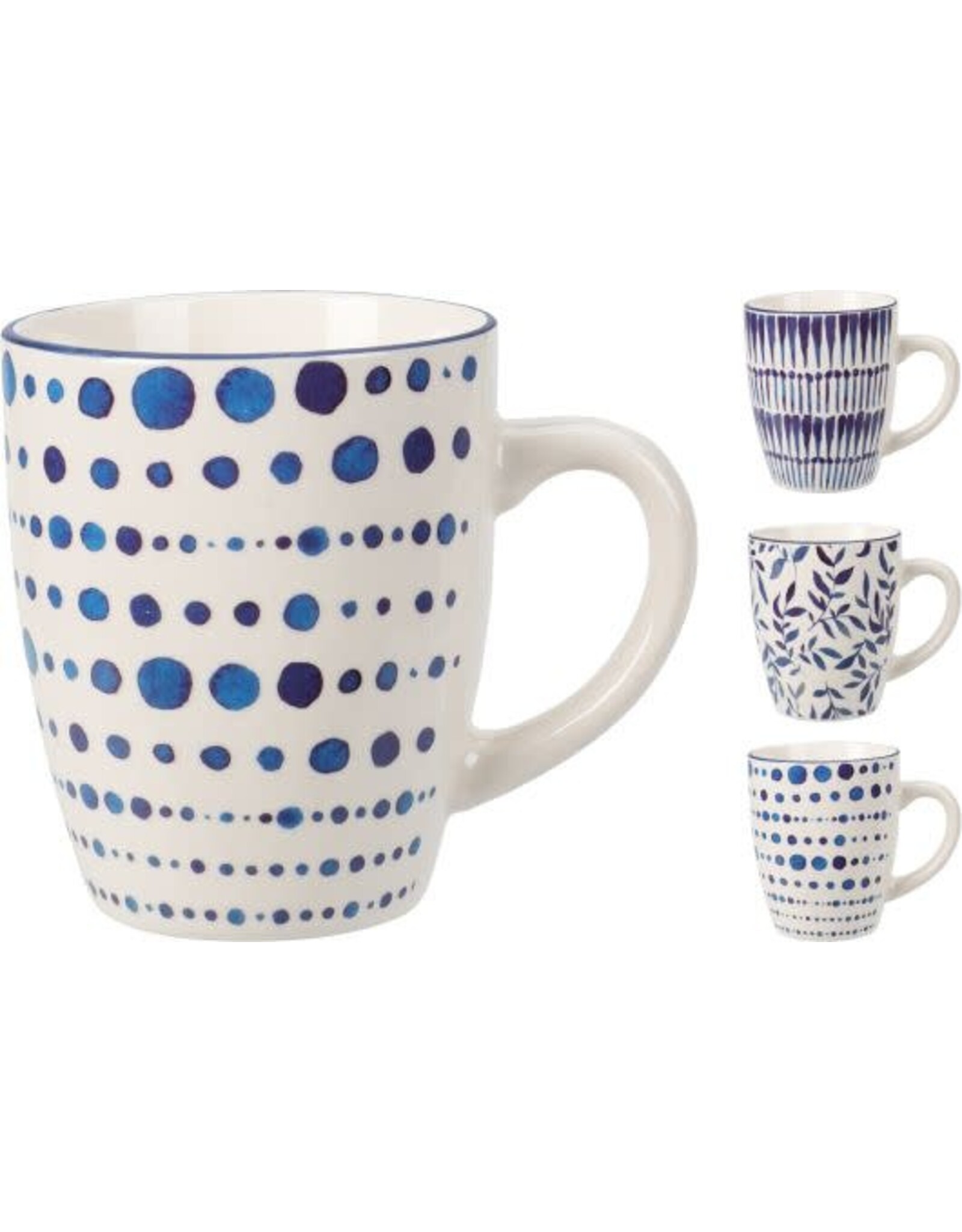 EXCELLENT HOUSEWARE Beker new bone porselein wit/blauw