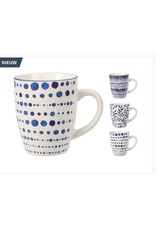 EXCELLENT HOUSEWARE Beker new bone porselein wit/blauw