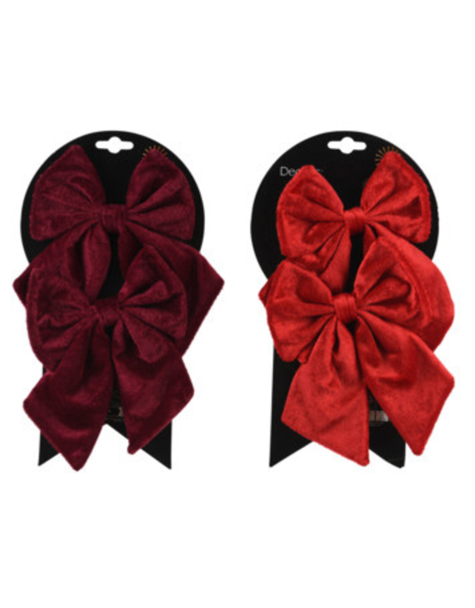 Decoris kerstdecoratie strik rood bordeaux 2 stuks