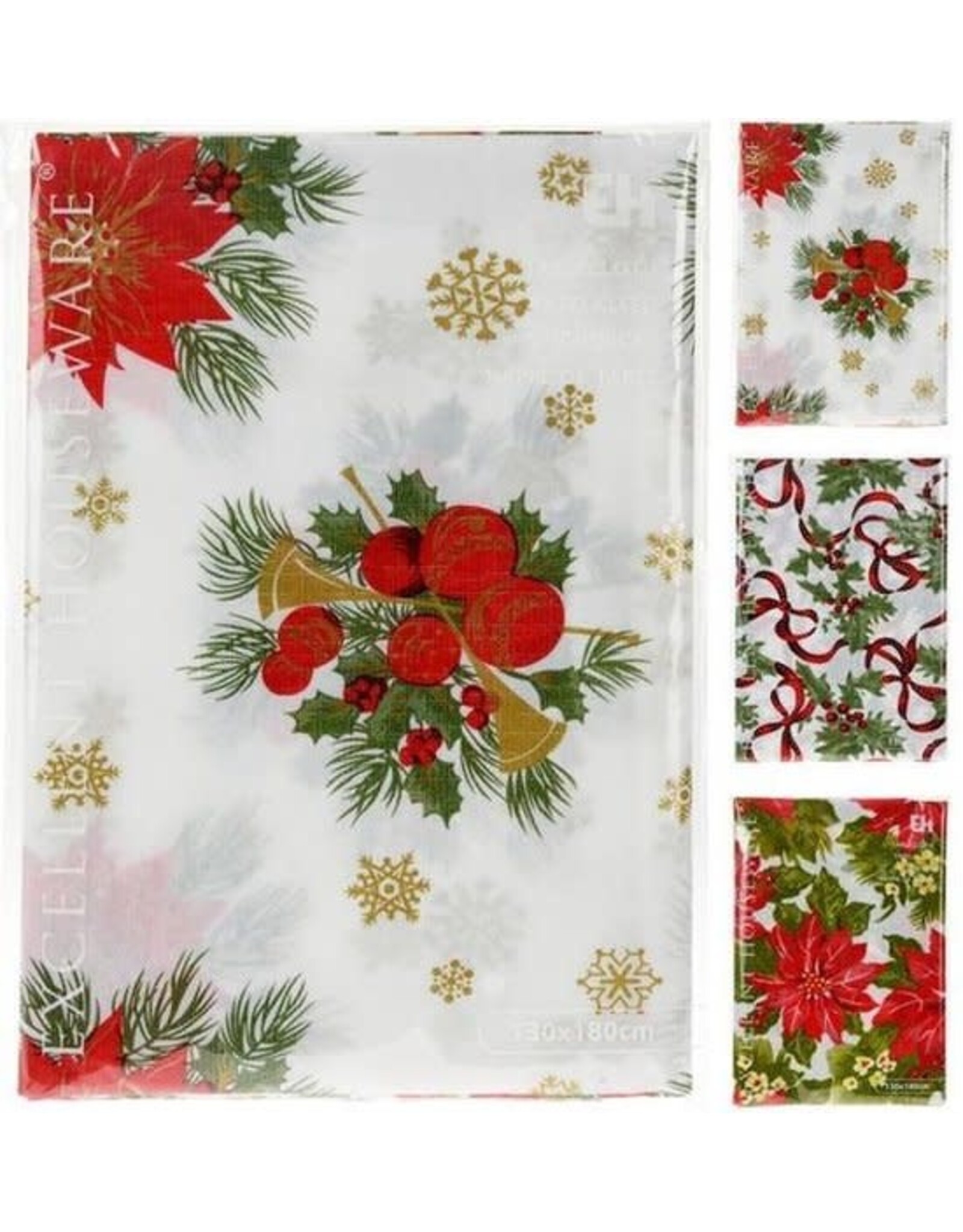 Excellent Houseware Tafelkleed Kerst - Tafellaken - Flanel 130X180cm assorti - Rood Wit