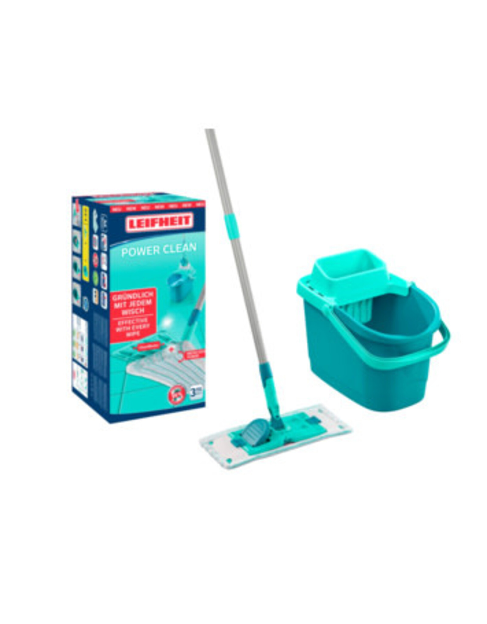 LEIFHEIT Leifheit Power Clean vloerwisser M - compleet systeem - incl. steel (140cm) - 33 cm wisbreedte - micro duo