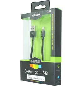 GRIXX GRIXX Optimum Cable iPhone 5/iPad 4 MFI Lightning Apple License Nylon 1.0m Black