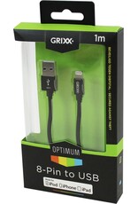 GRIXX GRIXX Optimum Cable iPhone 5/iPad 4 MFI Lightning Apple License Nylon 1.0m Black