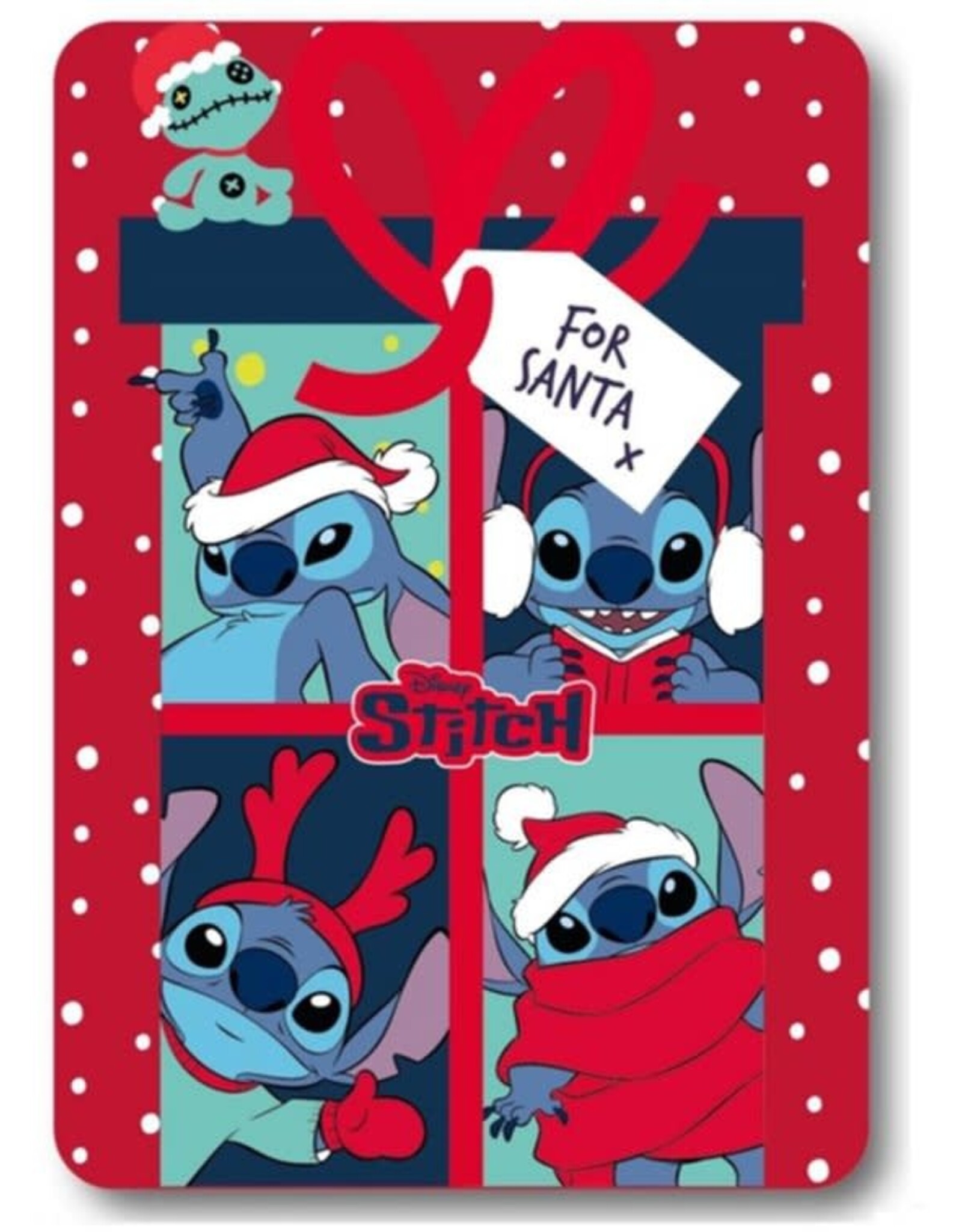 Disney Lilo & Stitch 'Stitch's List For Santa' Kerst Polar Deken 100x140 cm