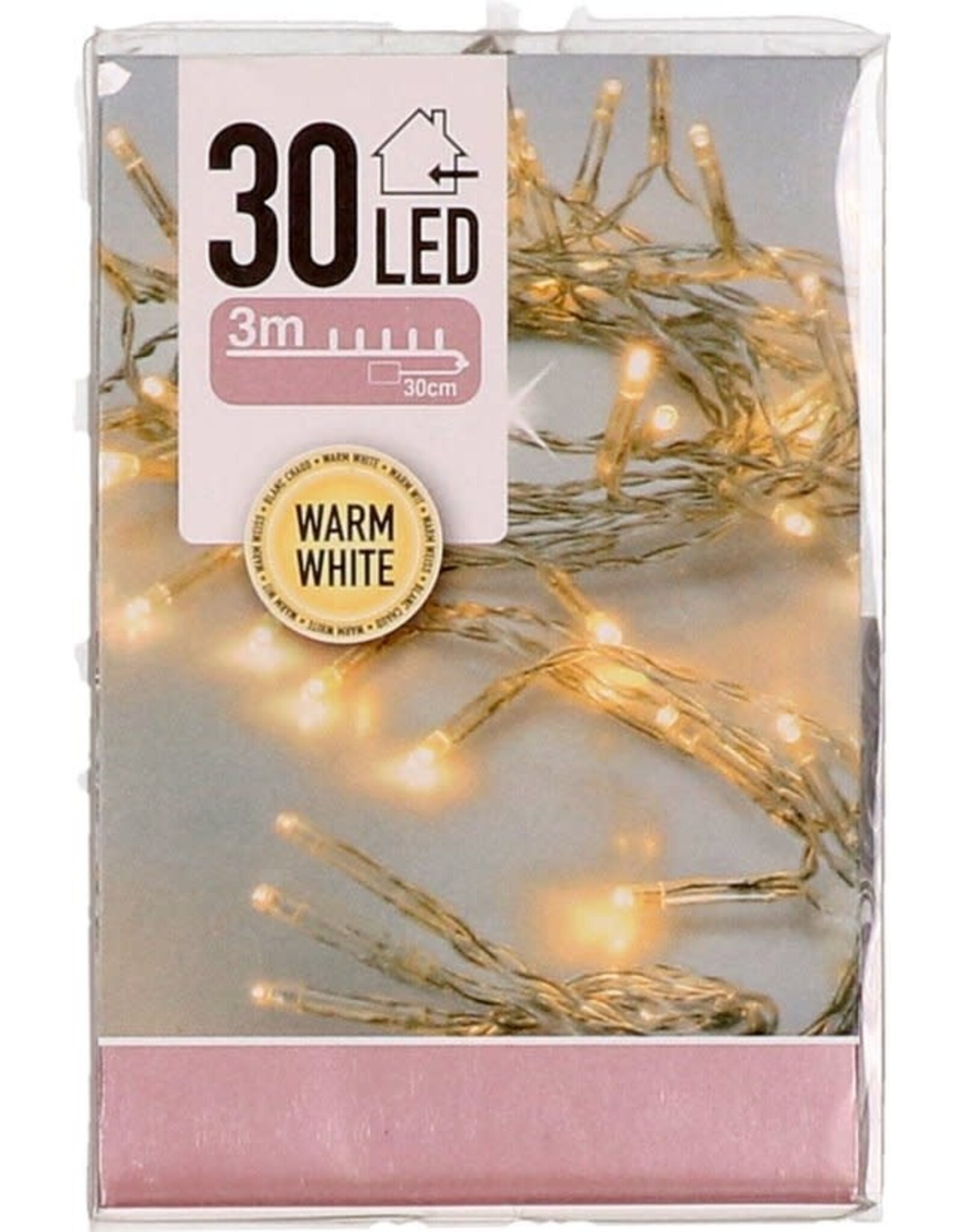 Batterijverlichting kerst versiering -30LED kleur warmwit