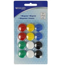 Westcott magneten - formaat 20x8mm - assorti kleuren - 12 stuks