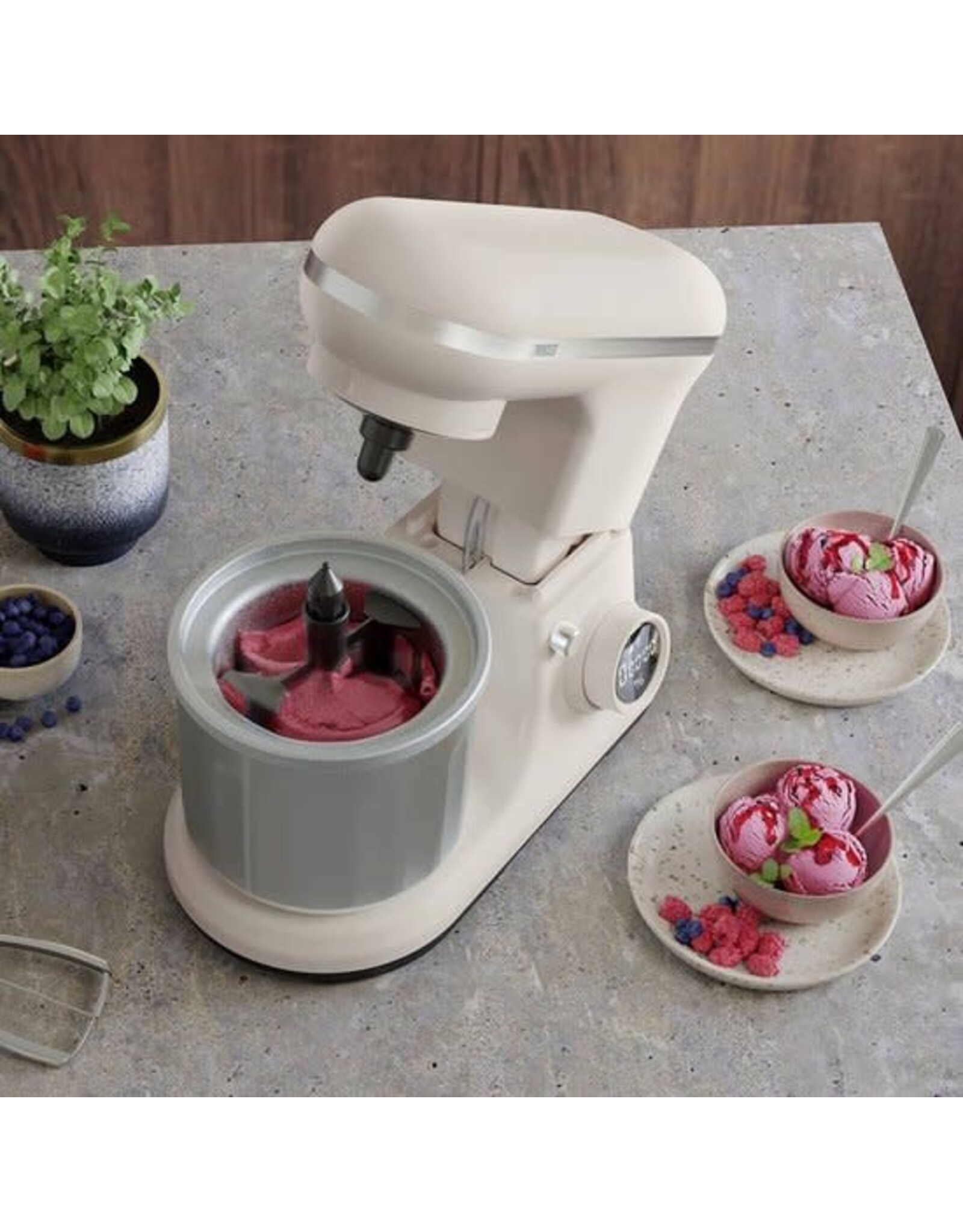 Princess 220138 2-in-1 Keukenmachine en IJsmachine in één - 1200W - 5 liter RVS mengkom - Gratis meegeleverde IJskom voor 1,4 liter ijs - Keukenrobot - Foodprocessor