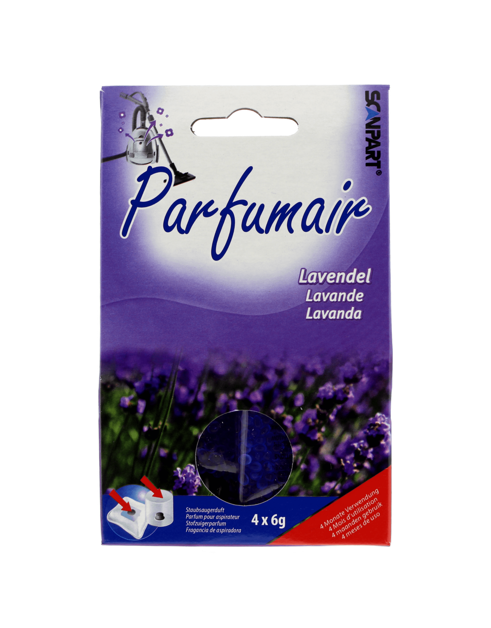 SCANPART Scanpart Parfumair Stofzuigerverfrisser - Geurkorrels - Lavendel - 4 x 6g