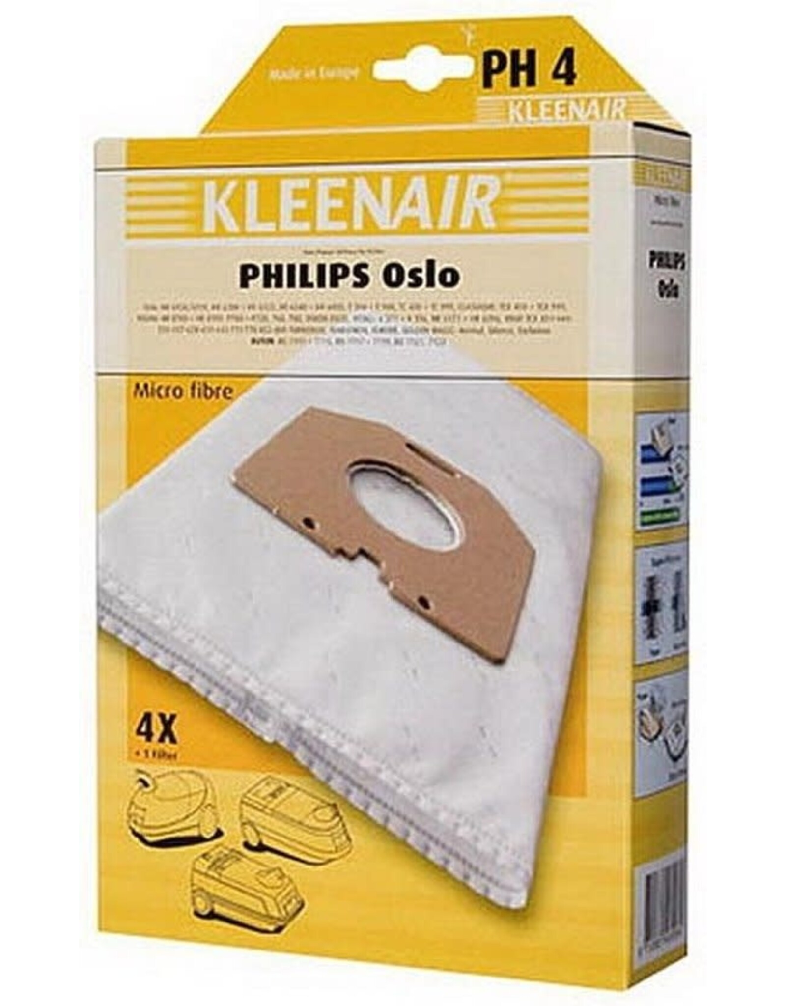 KLEENAIR Kleenair Stofzuigerzakken Philips Oslo Ph-4 4 stuks
