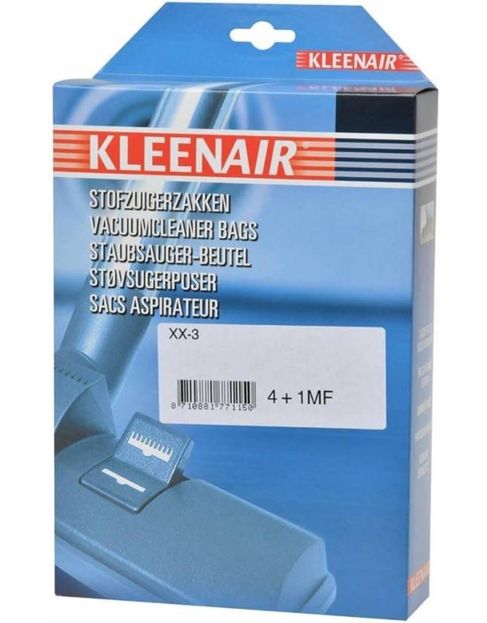 KLEENAIR Kleenair Microvezel stofzuigerzakken - Hygiënisch - Langdurig zuigvermogen - 4 stuks + filter