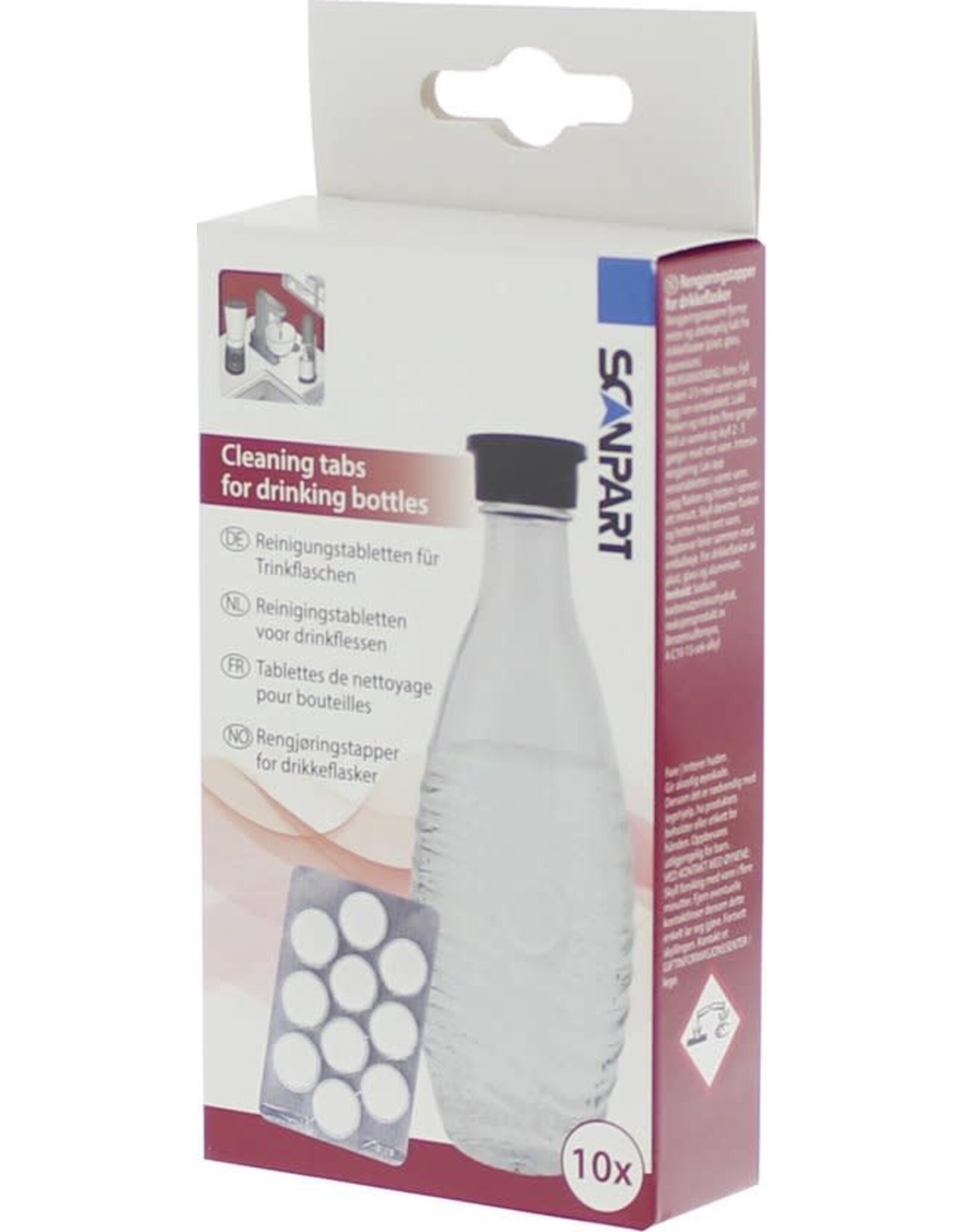 SCANPART Scanpart reinigingstabletten voor drinkflessen - Geschikt voor kunststof glas aluminium flessen - 10 stuks - Alternatief voor Sodastream
