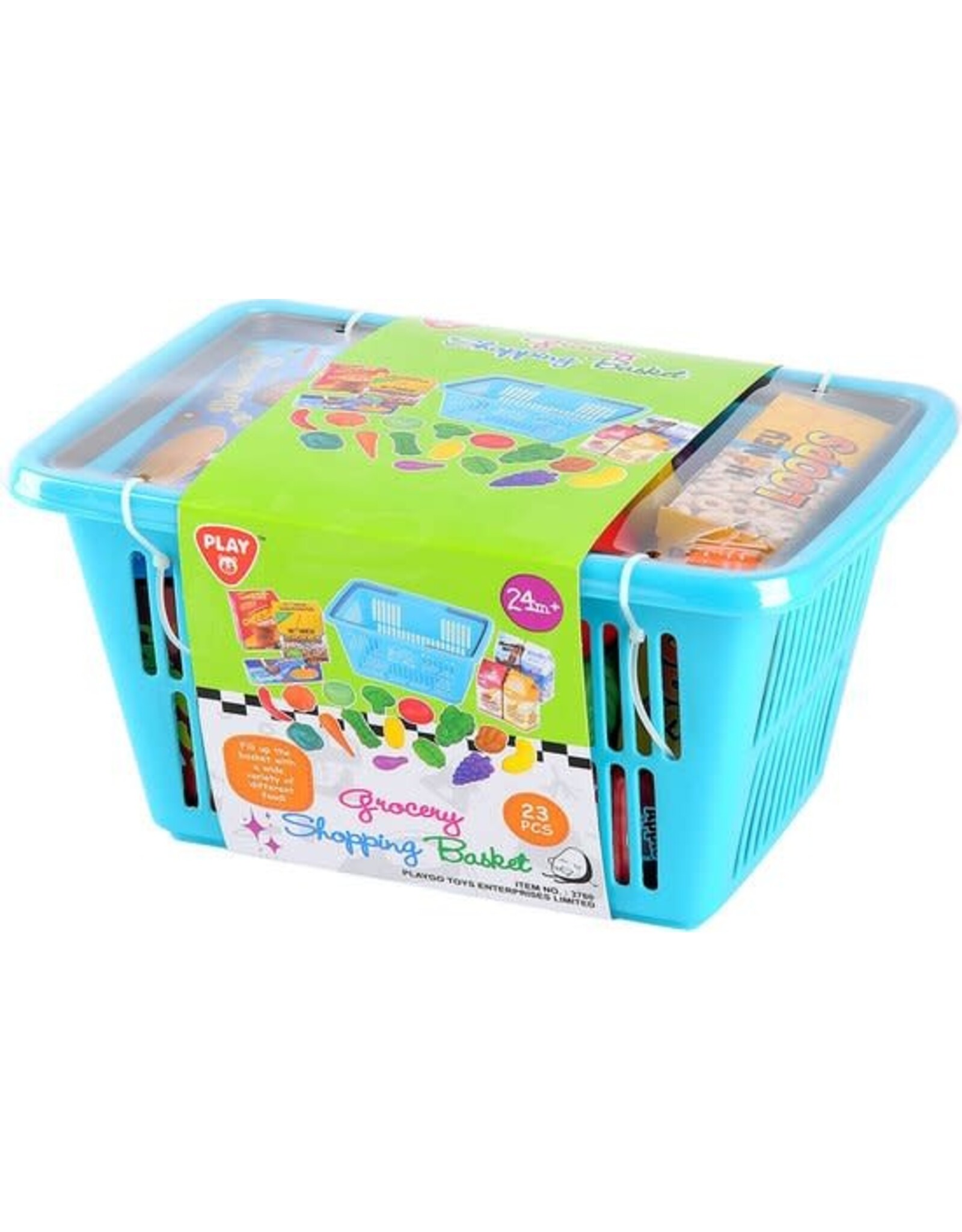 playgo Play winkelmandje speelgoed boodschappen set - 23 delig - multicolor