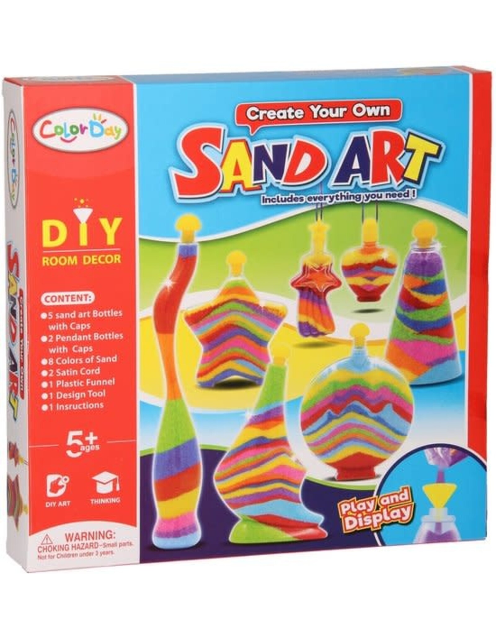 color day Zandkunst XXL creatief knutselpakket met 20-delige set en felgekleurd zand.