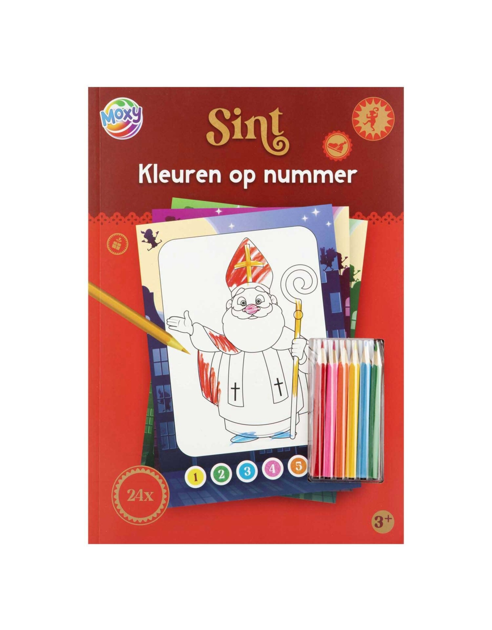 Moxy Sinterklaas Kleuren op Nummer met 6 Potloden