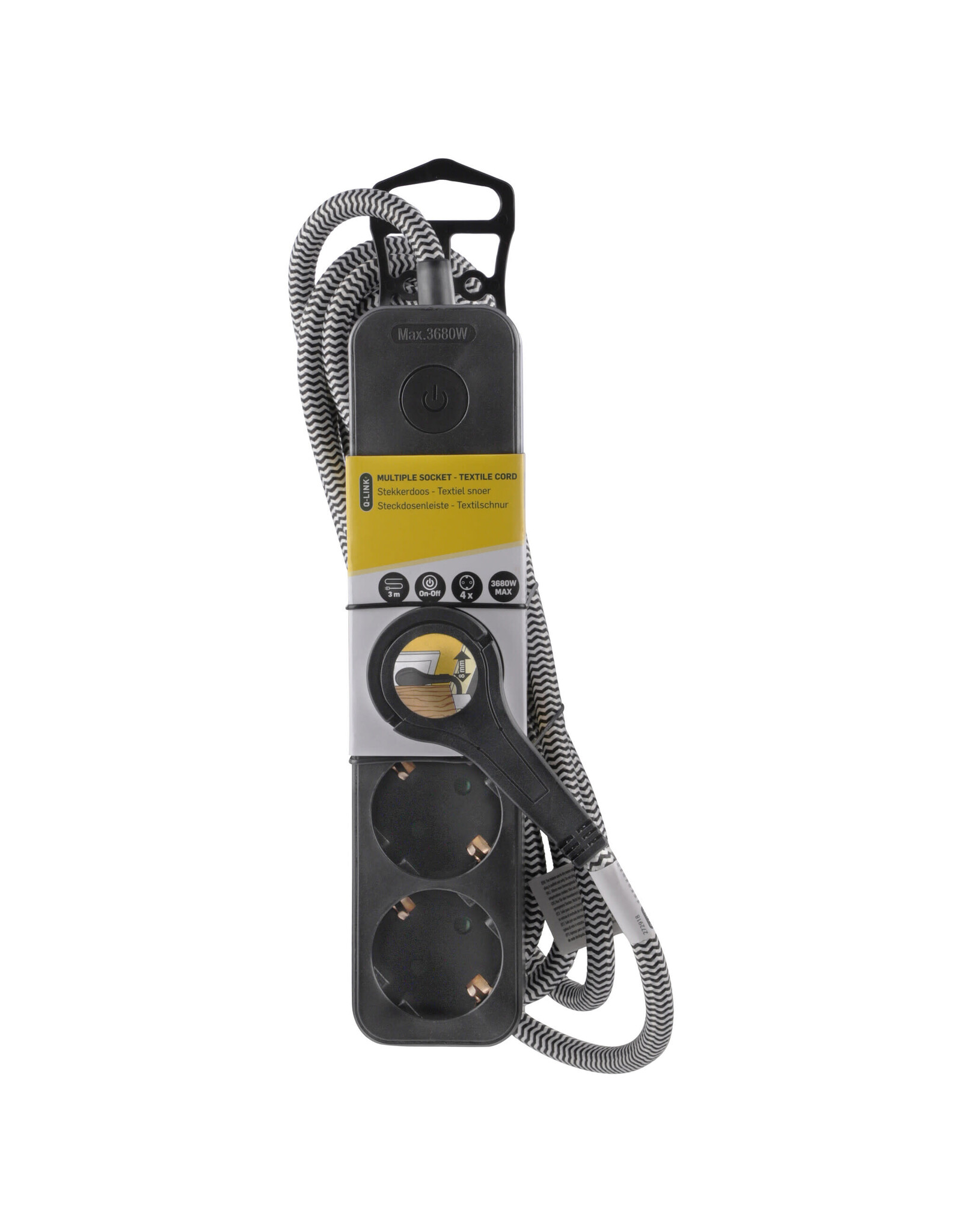 Q-Link Q-Link 4V Stekkerdoos | 3M | Zwart | Schakelaar