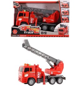 Brandweerauto met ladder 24 cm met licht en geluid