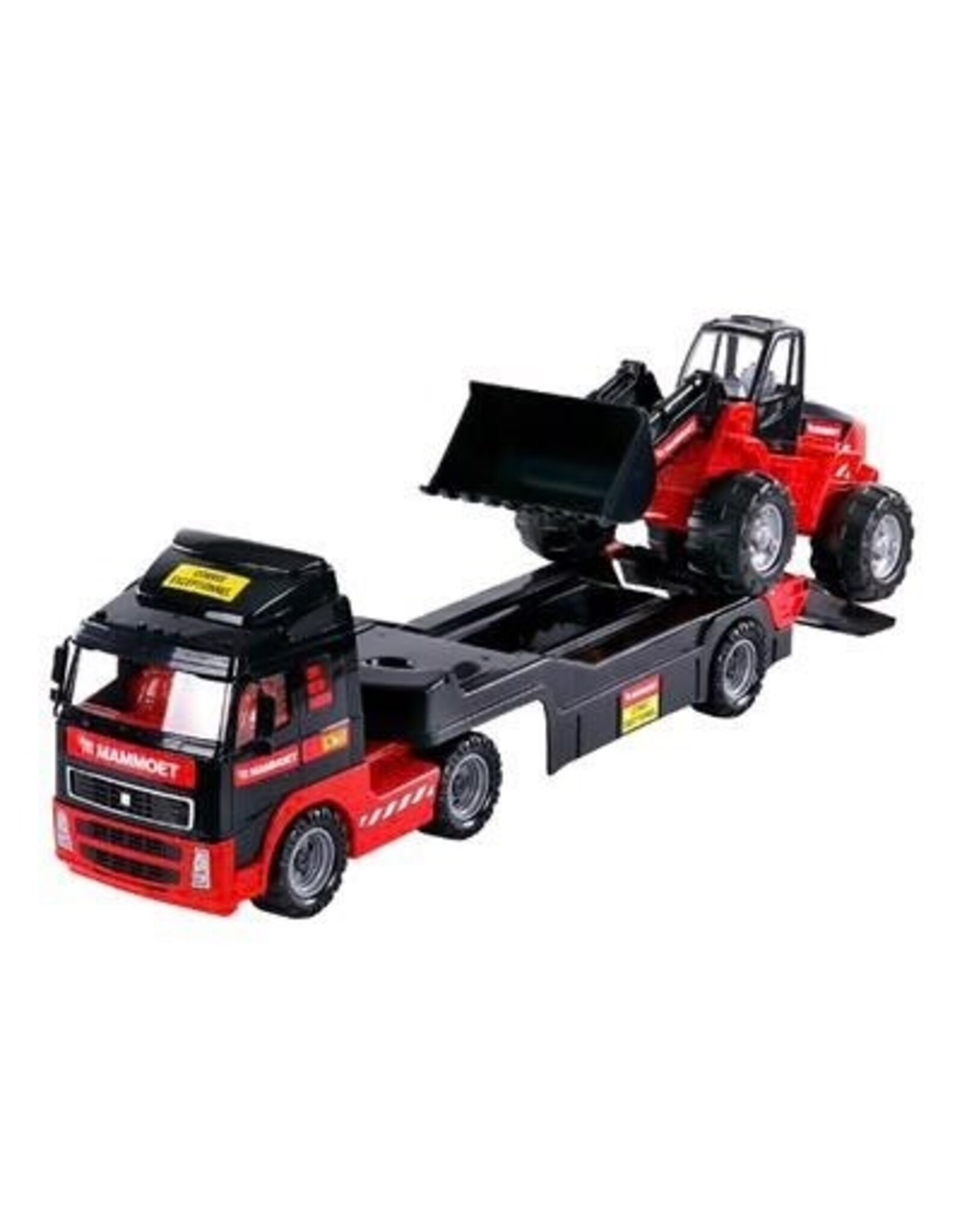 Mammoet Wader Mammoet Vrachtwagen met Aanhanger en Graafmachine