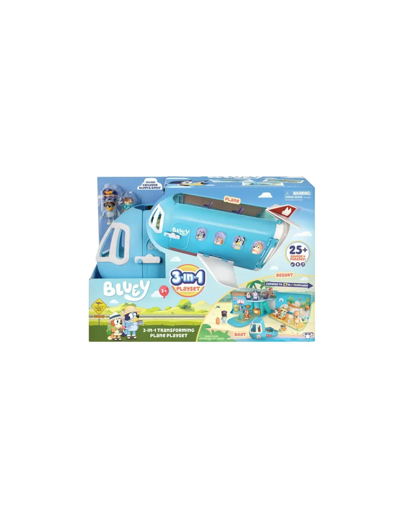 Moose Toys Bluey 3 en 1 Vliegtuig, boot en hotel