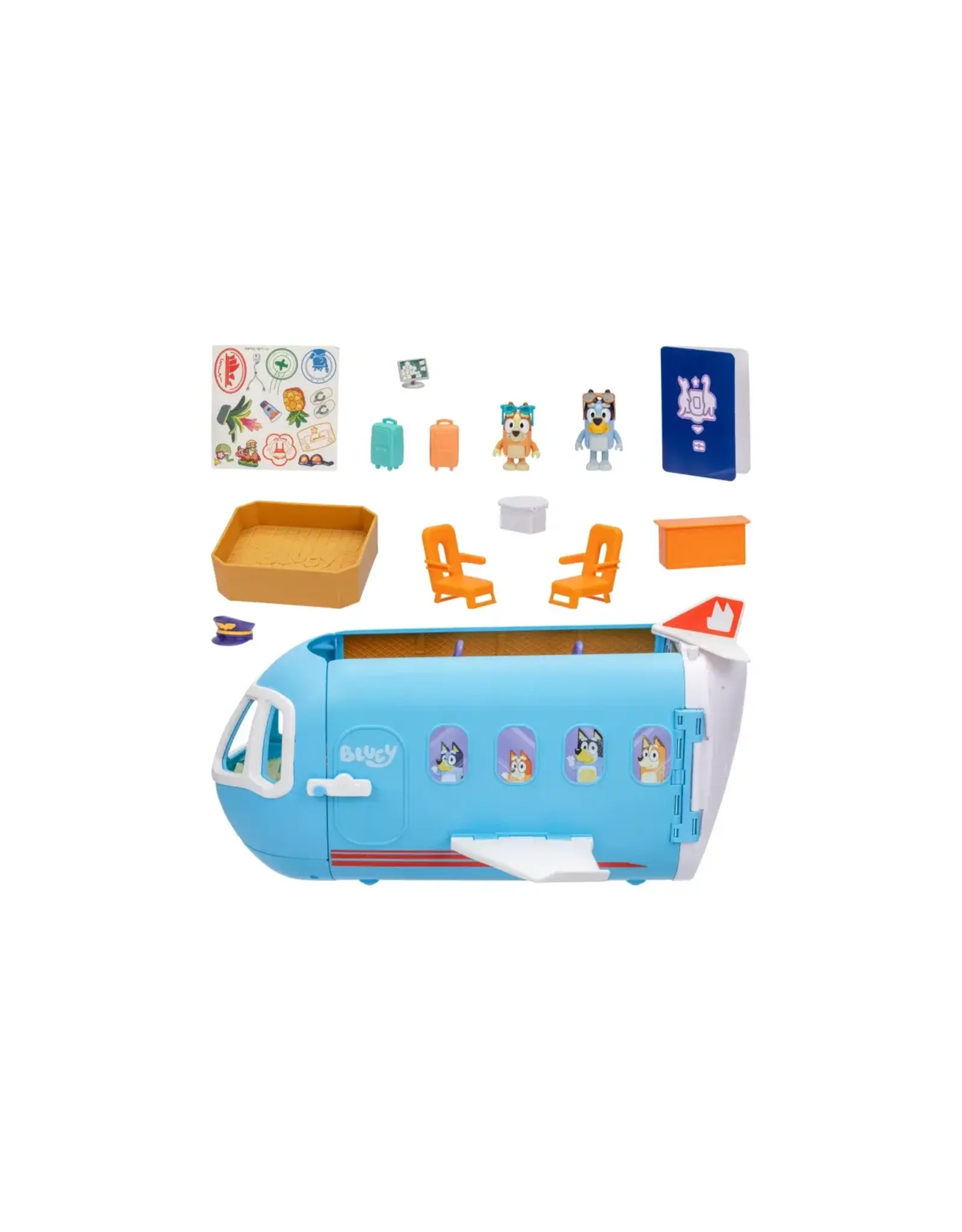 Moose Toys Bluey 3 en 1 Vliegtuig, boot en hotel