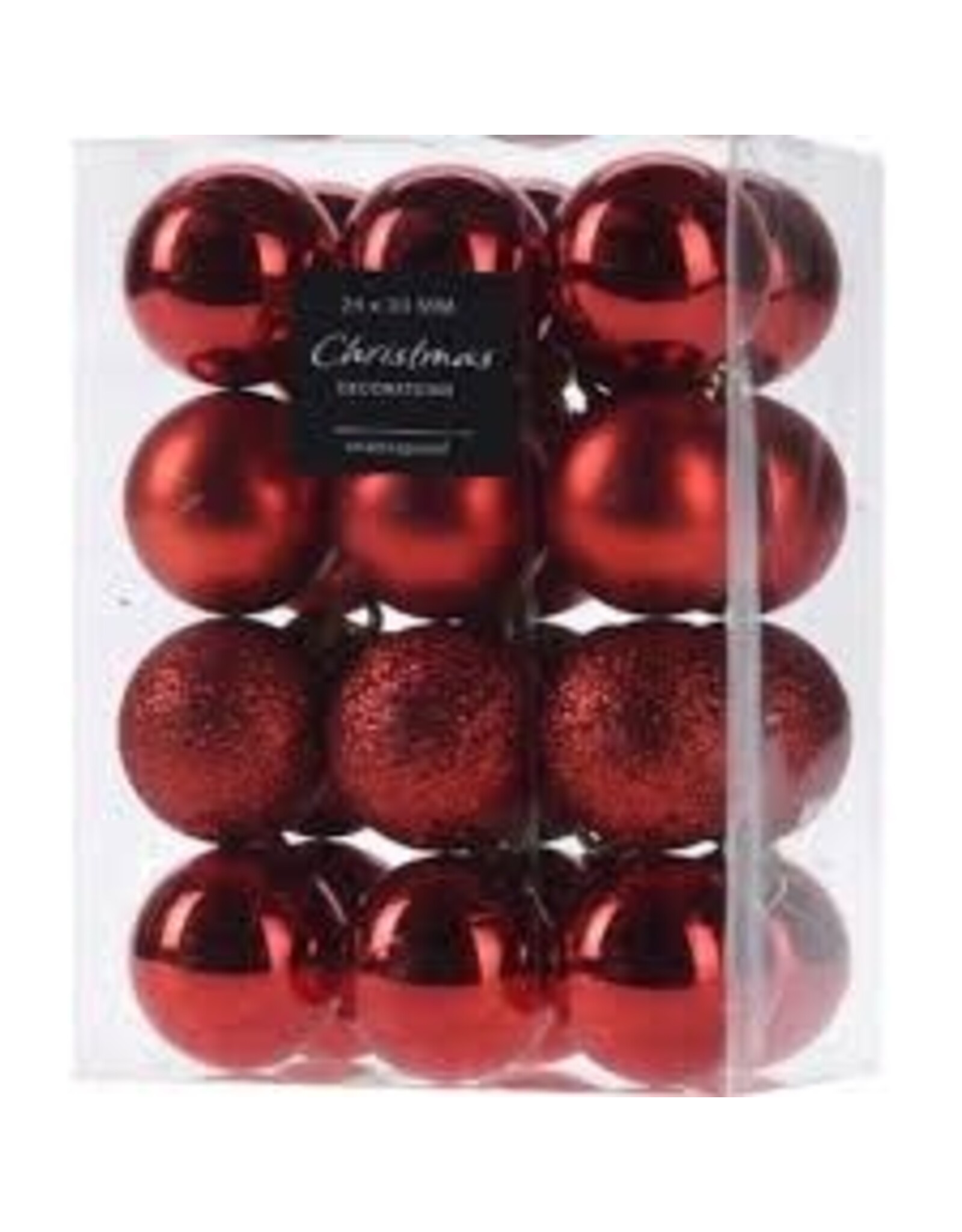 Kerstbal Onbreekbaar 3.00cm 24 stuks - Rood