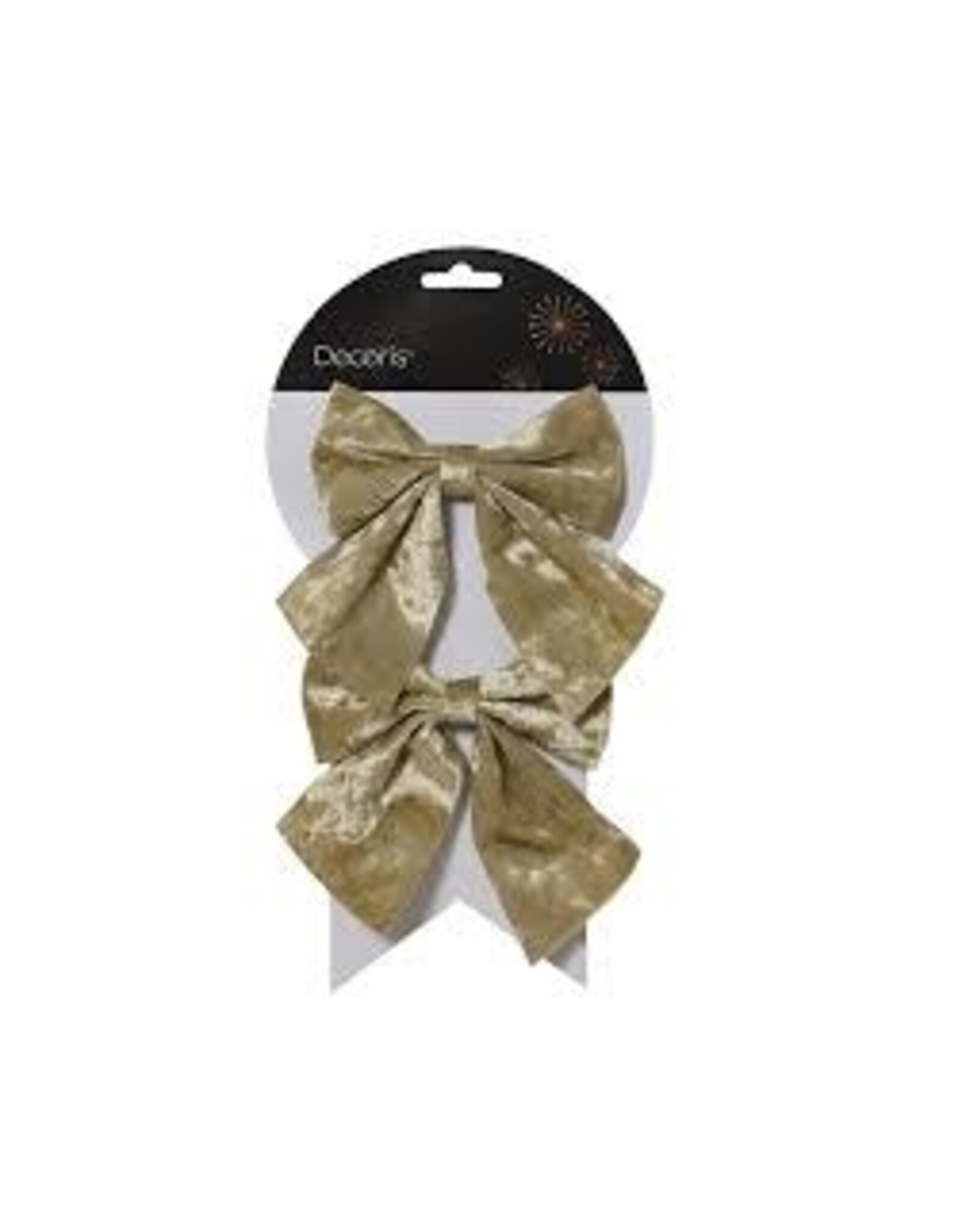 Decoris Decoris kerstdecoratie strik champagne 2 stuks