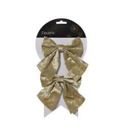 Decoris Decoris kerstdecoratie strik champagne 2 stuks