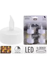 Svenska Living LED theelicht waxinelicht met timer op batterij (inclusief) pak a 4 stuks