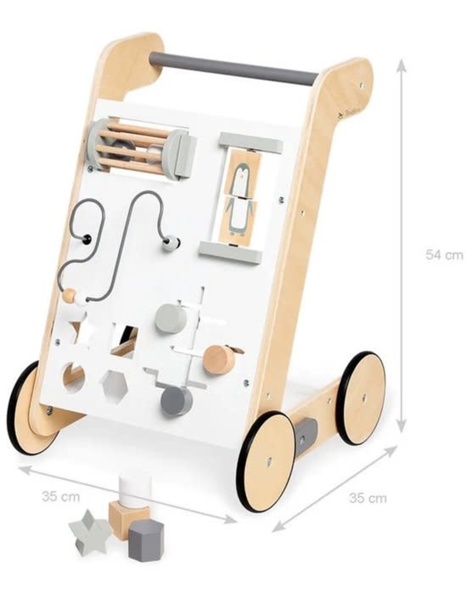 Pinolino Pinolino "Tino"- Activity Loopwagen - looptrainer - wit- houten speelgoed