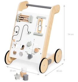 Pinolino Pinolino "Tino"- Activity Loopwagen - looptrainer - wit- houten speelgoed