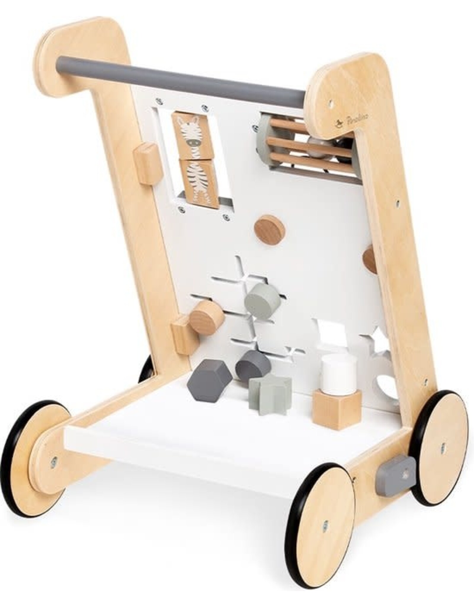 Pinolino Pinolino "Tino"- Activity Loopwagen - looptrainer - wit- houten speelgoed