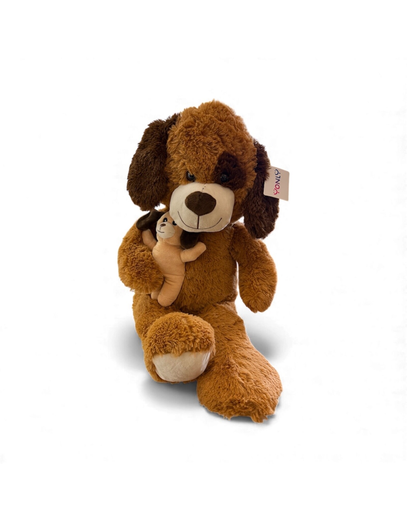MERKLOOS Pluche hond 80cm met kleine baby hond