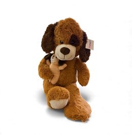 MERKLOOS Pluche hond 80cm met kleine baby hond