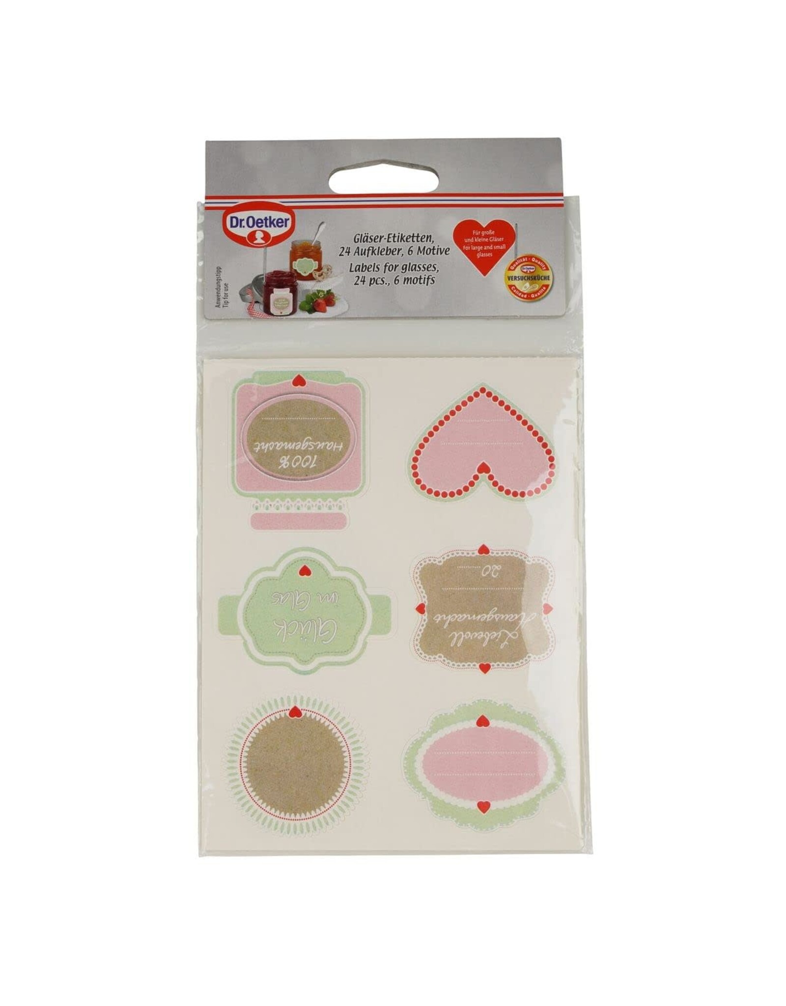 Dr. Oetker Dr Oetker 3222 jam etiket, conservenetiket, glaslabel, jampot etiket, etikettenset, groen, roze, bruin, wit