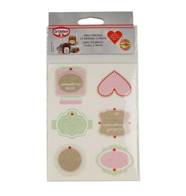 Dr. Oetker Dr Oetker 3222 jam etiket, conservenetiket, glaslabel, jampot etiket, etikettenset, groen, roze, bruin, wit