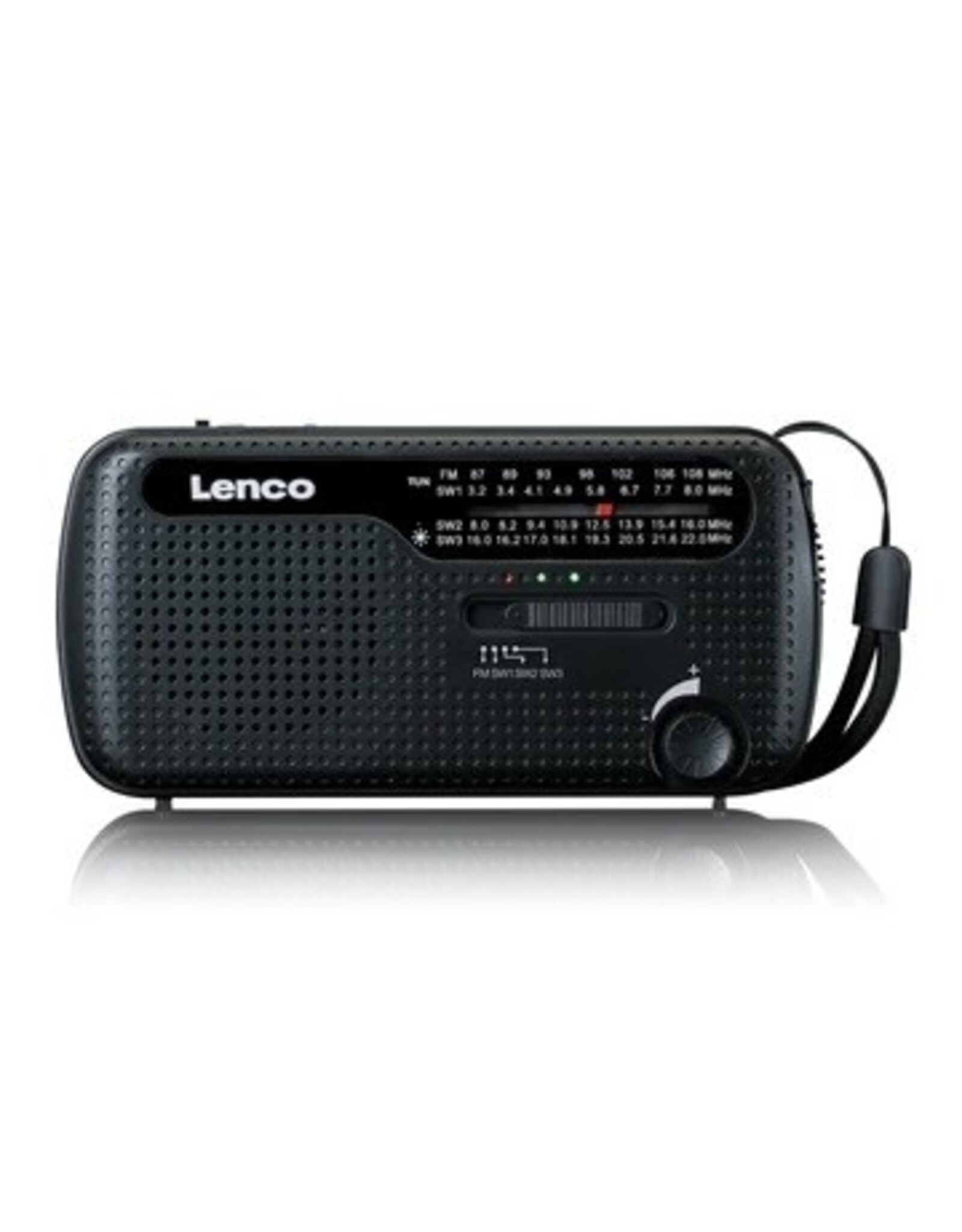 LENCO MCR-113BK  Draagbare opwindbare noodradio zaklamp en powerbank in een