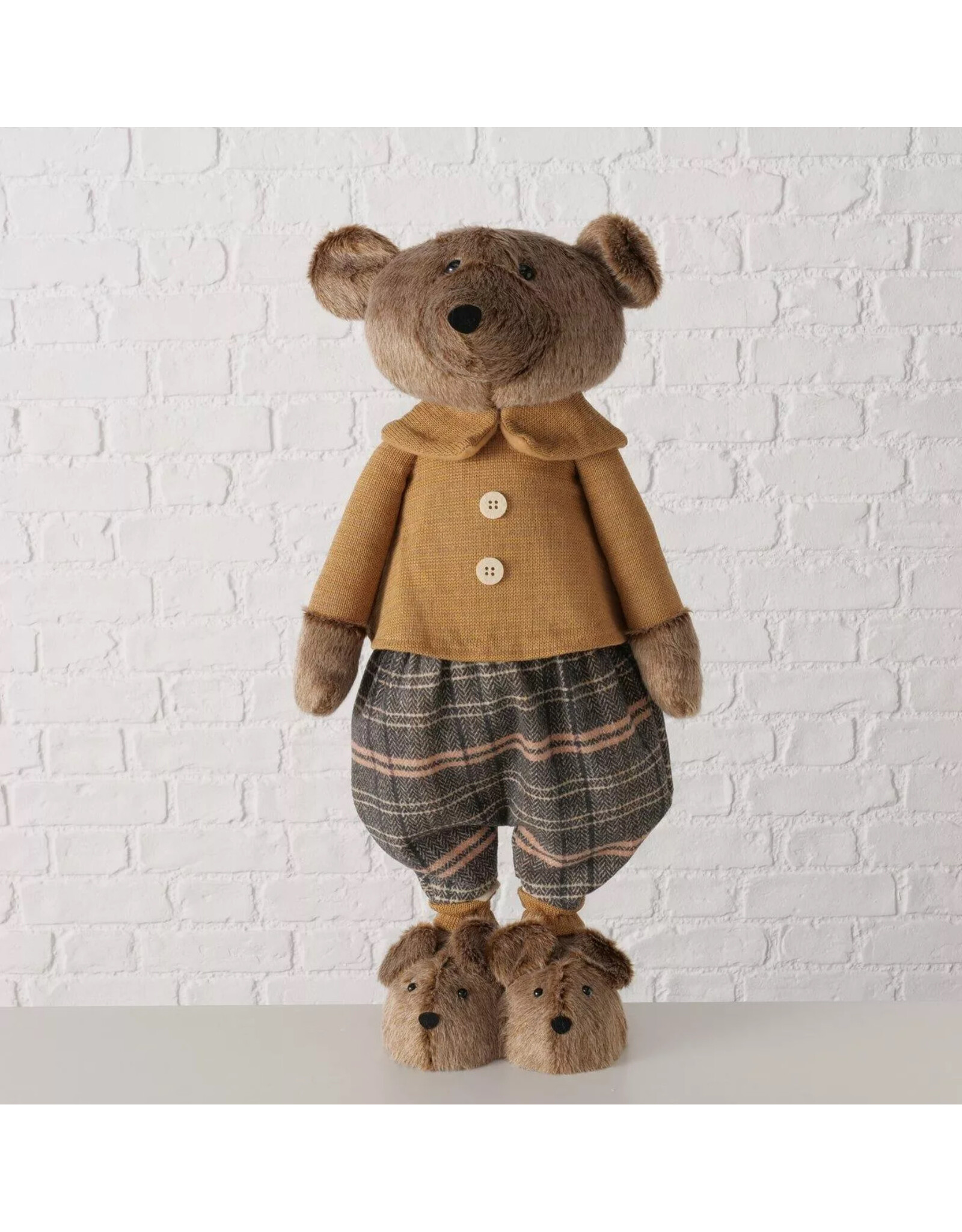 Boltze Figuur Tarnow 2-delig (bruin, hertenfiguren/rendieren van metaal, decoratie voor Kerstmis, afmetingen 8x8x16 cm/10x10x21 cm, zittende rendieren) 2016670