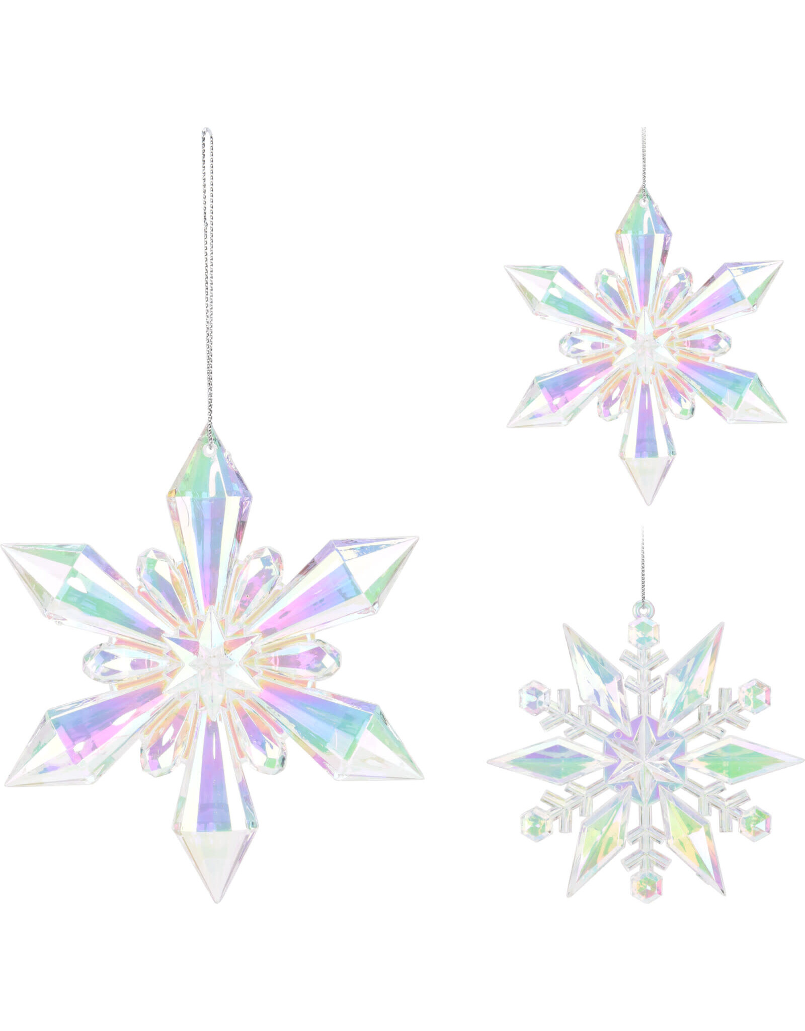 Kersthanger Sneeuwvlok acryl 11x11cm irriserend