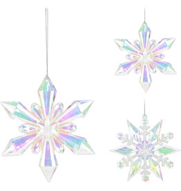 Kersthanger Sneeuwvlok acryl 11x11cm irriserend