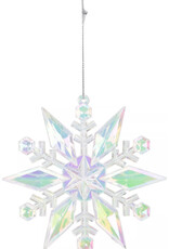 Kersthanger Sneeuwvlok acryl 11x11cm irriserend