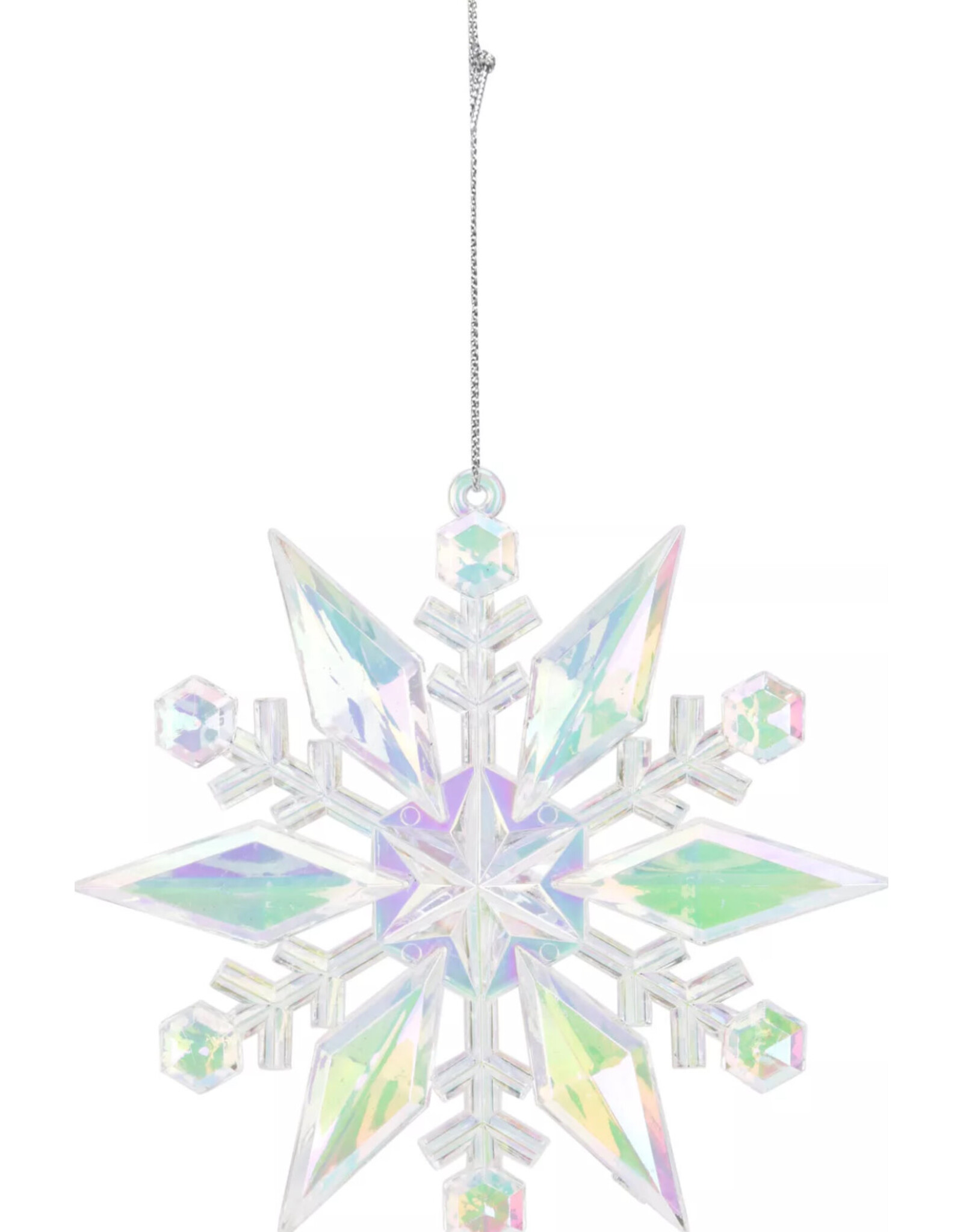 Kersthanger Sneeuwvlok acryl 11x11cm irriserend