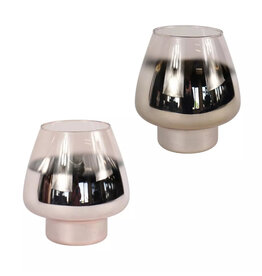 MERKLOOS Windlicht glas zilverkleurig Ø17,5xH18cm