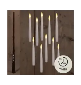 anna`s collection LED Kaarsen Zwevend Wit met Toverstok, Draad en Haken | 15cm 1